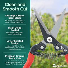 Gardeness Straight Pruning Shears with SK5 Steel Serrated Blade Micro-Tip Gardening Scissors quantity