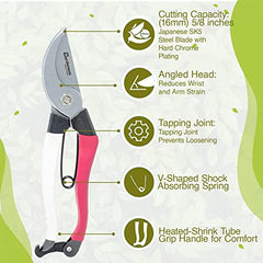 Professional SK5 Steel Blades Gardening Pruners, Gardeness Japanese Bypass Pruning Shears